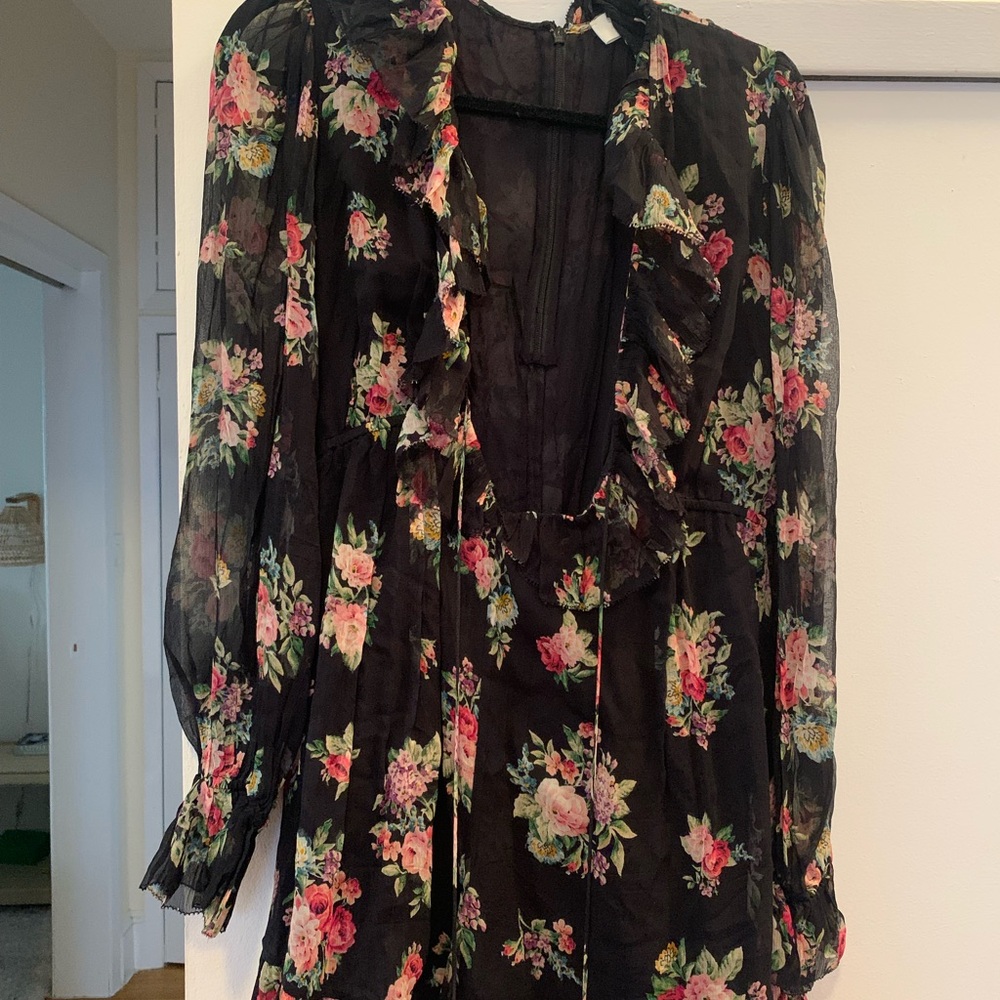 Floral Sheer Black Dress